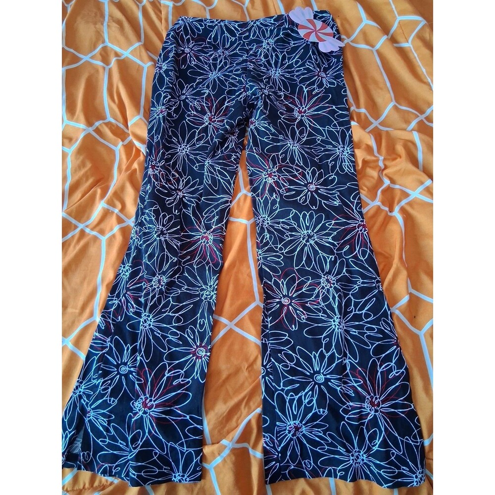 Vintage Y2K 2000's  Black White Red Floral Cotton Spandex Pants Juniors sz 7